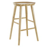 30" Light Natural Brown Solid Wood Bar Stool