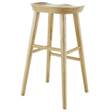 30" Light Natural Brown Solid Wood Bar Stool