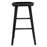 30" Black Solid Wood Bar Stool