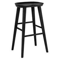 30" Black Solid Wood Bar Stool