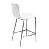 Set of Two White Faux Leather and Steel Counter Stools