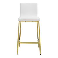 Set of Two Gray Faux leather and Gold Bar Stools
