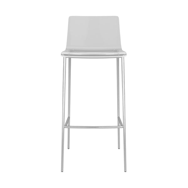 Set of Two Contemporary Acrylic and Nickel Bar Stools
