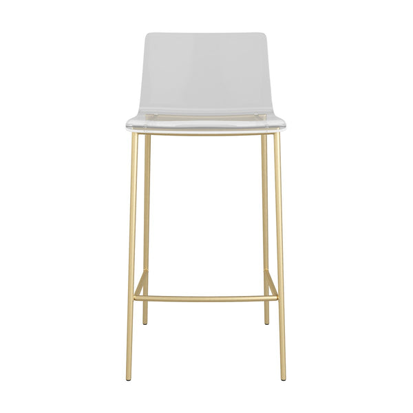 Set of Two Contemporary Acrylic and Gold Counter Stools