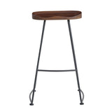 Set of Two Modern Rustic Walnut and Black Counter Stools