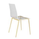 Set of Two Acrylic and Gold Steel Chairs