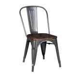 Set of Four Vintage Restaurant Black and Walnut Dining Chairs