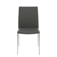 Set of Two Gray Faux Faux Leather Steel Stacking Chairs