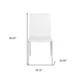 Set of Two White Faux Faux Leather Steel Stacking Chairs