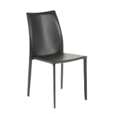 Set of Two Premium All Black Stacking Dining Chairs