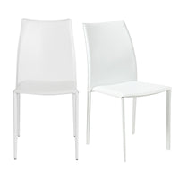 Set of Two Premium All White Stacking Dining Chairs