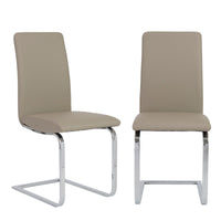 Set of Two Mod Light Gray and Silver Dining Chairs