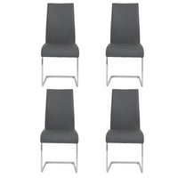 Set of Four Gray Faux Faux Leather Long Back Cantilever Chairs