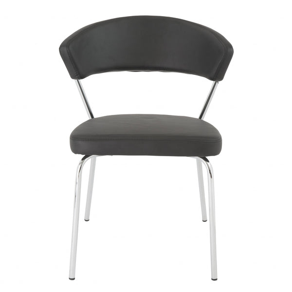 Set of Two Curved Black Chrome Dining Chairs