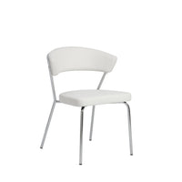 Set of Two Curved White Chrome Dining Chairs