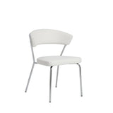 Set of Two Curved White Chrome Dining Chairs