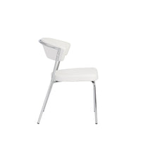 Set of Two Curved White Chrome Dining Chairs