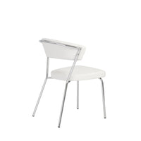 Set of Two Curved White Chrome Dining Chairs