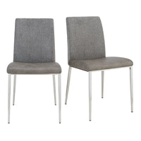 Set of Two Light Brown and Gray Stainless Steel Chairs