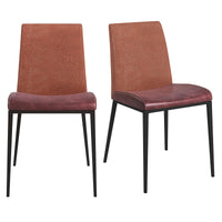 Set of Two Brown and Rust Stainless Steel Chairs