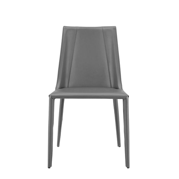 Sleek All Dark Gray Faux Leather Dining or Side Chair