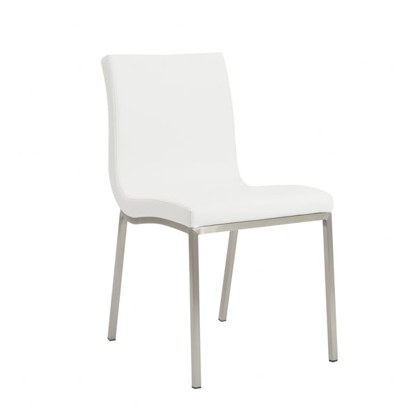 Set of Two Minimalist White Faux Faux Leather Chairs