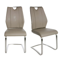 Set of Two Beige Faux Leather Cantilever Chairs