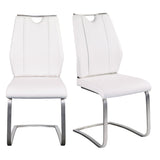 Set of Two White Faux Leather Cantilever Chairs