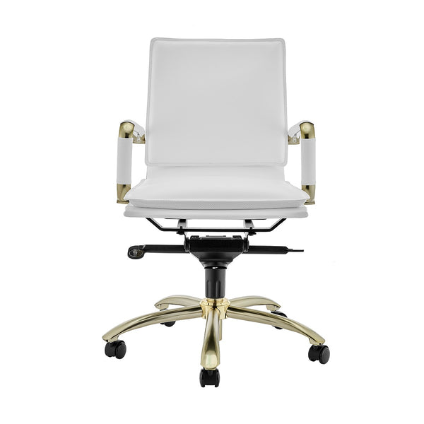 Corner Office White and Gold Low Back Office Chair