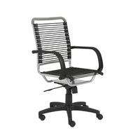 43" Chrome and Black Round Bungee High Back Office Chair