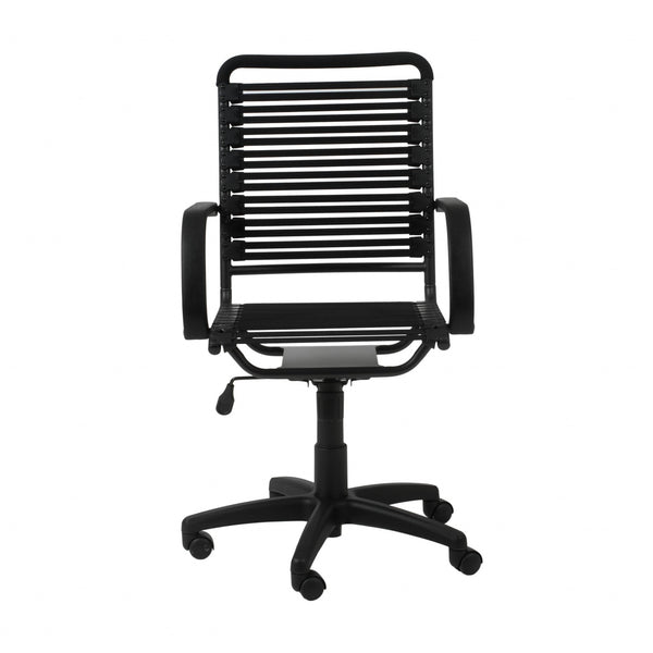 45" All Black Flat Bungee Cord High Back Office Chair