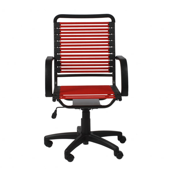 45" Black and Red Flat Bungee Cord High Back Office Chair