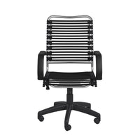 42" Black and Chrome Flat Bungee Cord High Back Office Chair