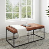 Modern Geo Black and Brown Leather Multipurpose Table