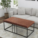 Modern Geo Black and Brown Leather Multipurpose Table