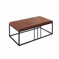 Modern Geo Black and Brown Leather Multipurpose Table