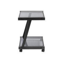 Black and Smoked Glass Rolling Printer Cart