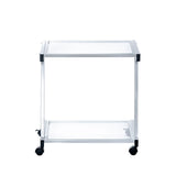 White and Clear Glass Rolling Printer Cart