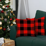 Set of 2 Red and Black Buffalo Plaid Throw Pillows