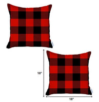 Set of 2 Red and Black Buffalo Plaid Throw Pillows