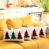 Set of 4 Christmas Tree Trio Plaid Lumbar Pillow Covers