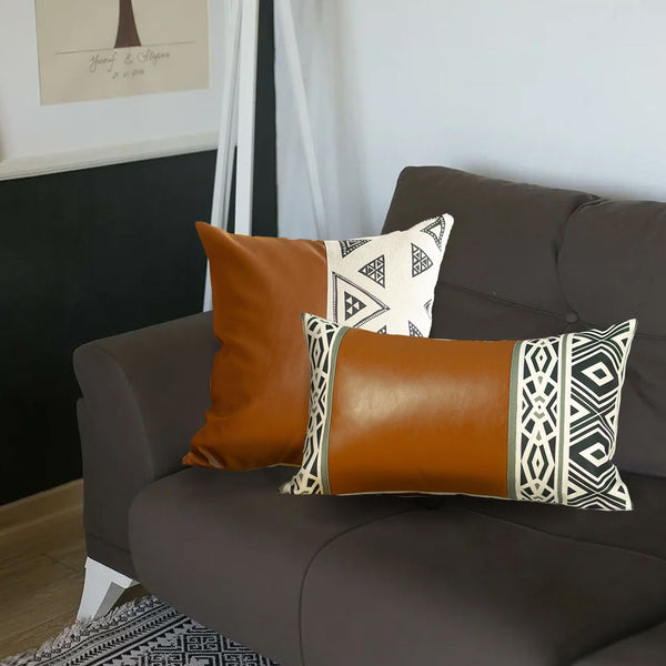 Set of 2 Brown Boho Chic Throw Pillow Covers