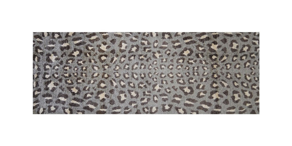 2' x 6' Gray and Brown Cheetah Washable Runner Rug