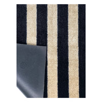 2' x 4' Black and Tan Wide Stripe Washable Floor Mat