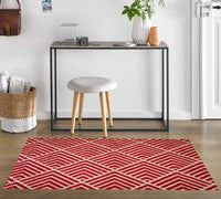 2' x 4' Deep Red and Tan Arrow Geo Washable Floor Mat