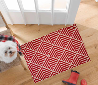 2' x 3' Deep Red and Tan Arrow Geo Washable Floor Mat