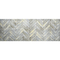 2' x 6' Rustic Gray Herringbone Washable Runner Rug