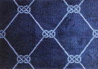 2' x 6' Blue and Taupe Tribal Washable Runner Rug