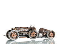 c1924 Bugatti Bronze and Silver Open Frame Racecar Sculpture