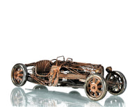 c1924 Bugatti Bronze and Silver Open Frame Racecar Sculpture